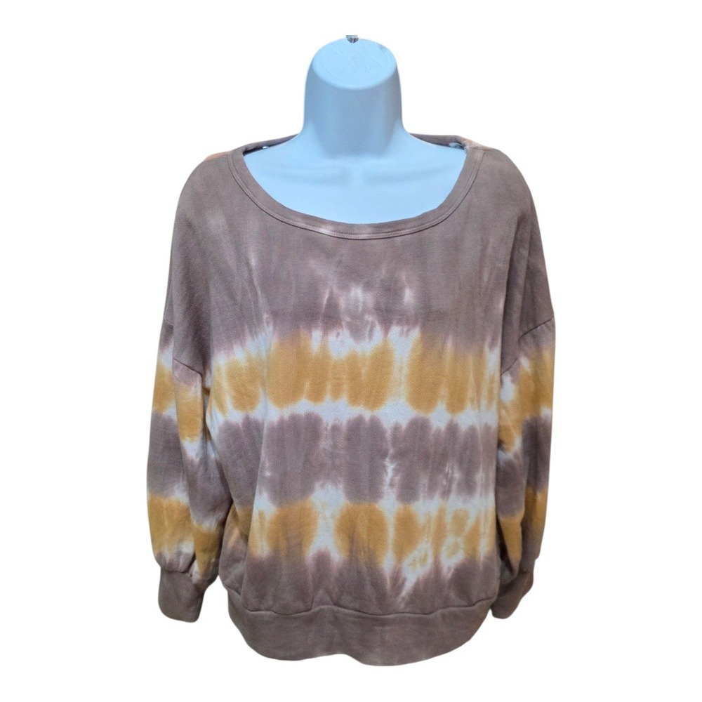 BKE Women Tie Dye Cutout Back Long Sleeve Sweatshirt Sz Small Oversized‎ Neutral